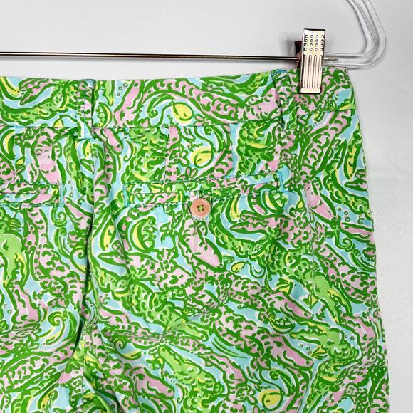 Lilly Pulitzer Size 2 Chomp Chomp Avenue Alligator Shorts Shorely Blue Green - Picture 6 of 11